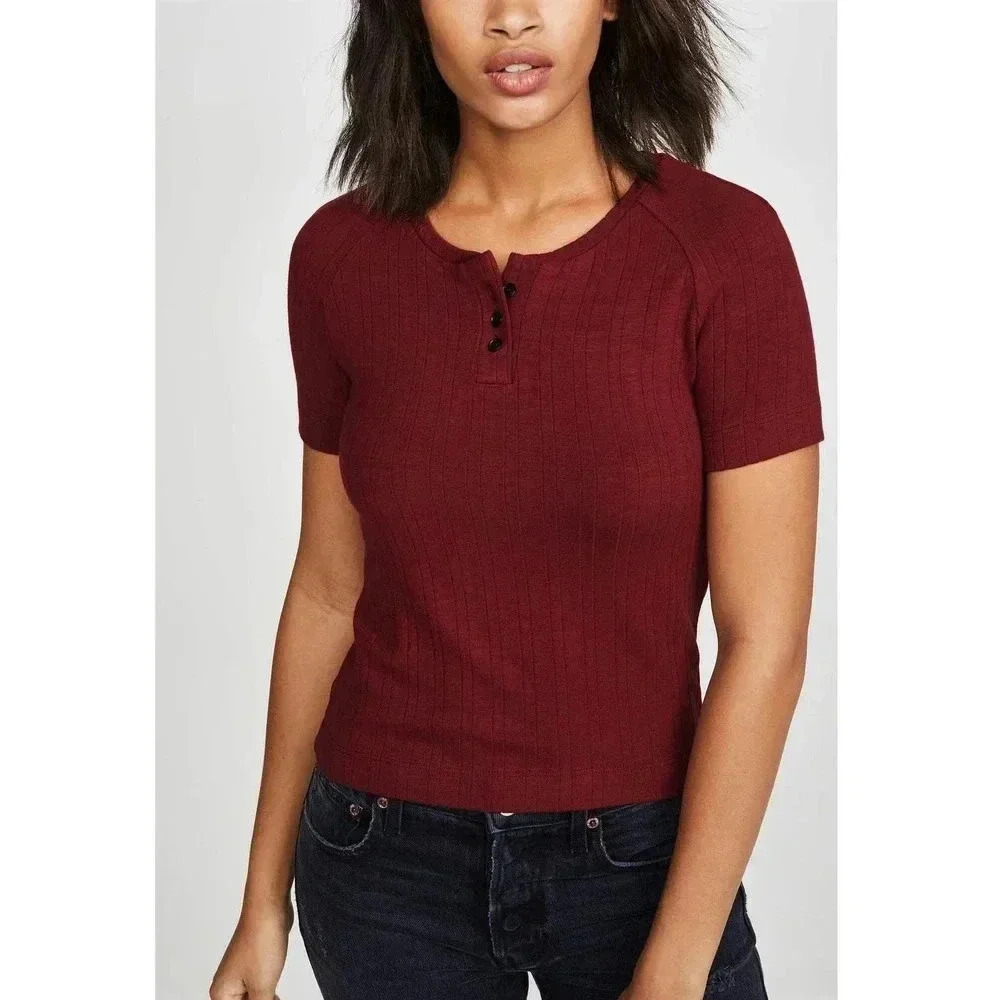 3x1‎ Slim Knit Henley - /Red